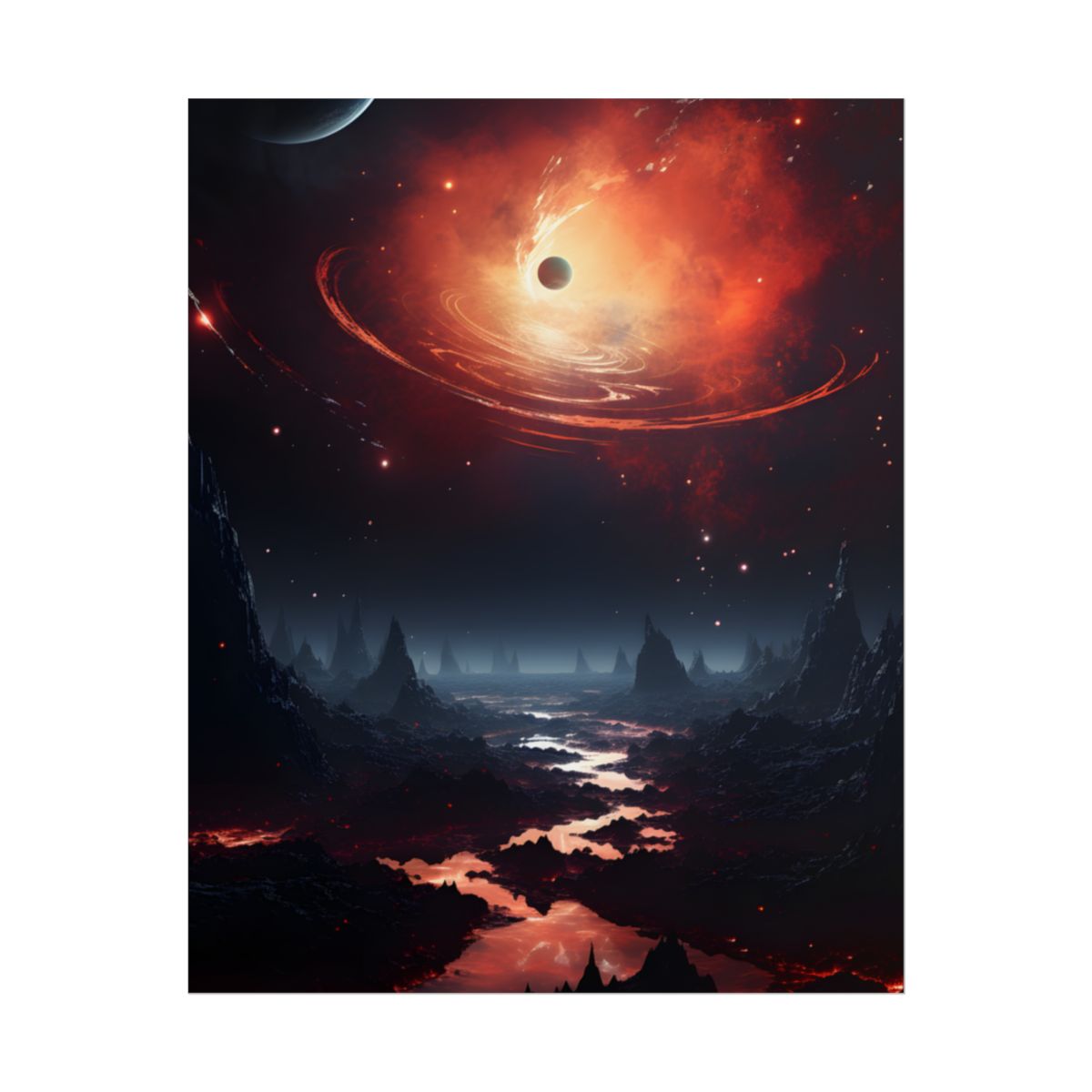 Cosmic Odyssey: Black Hole and Gas Giant Planet Artwork - Poster