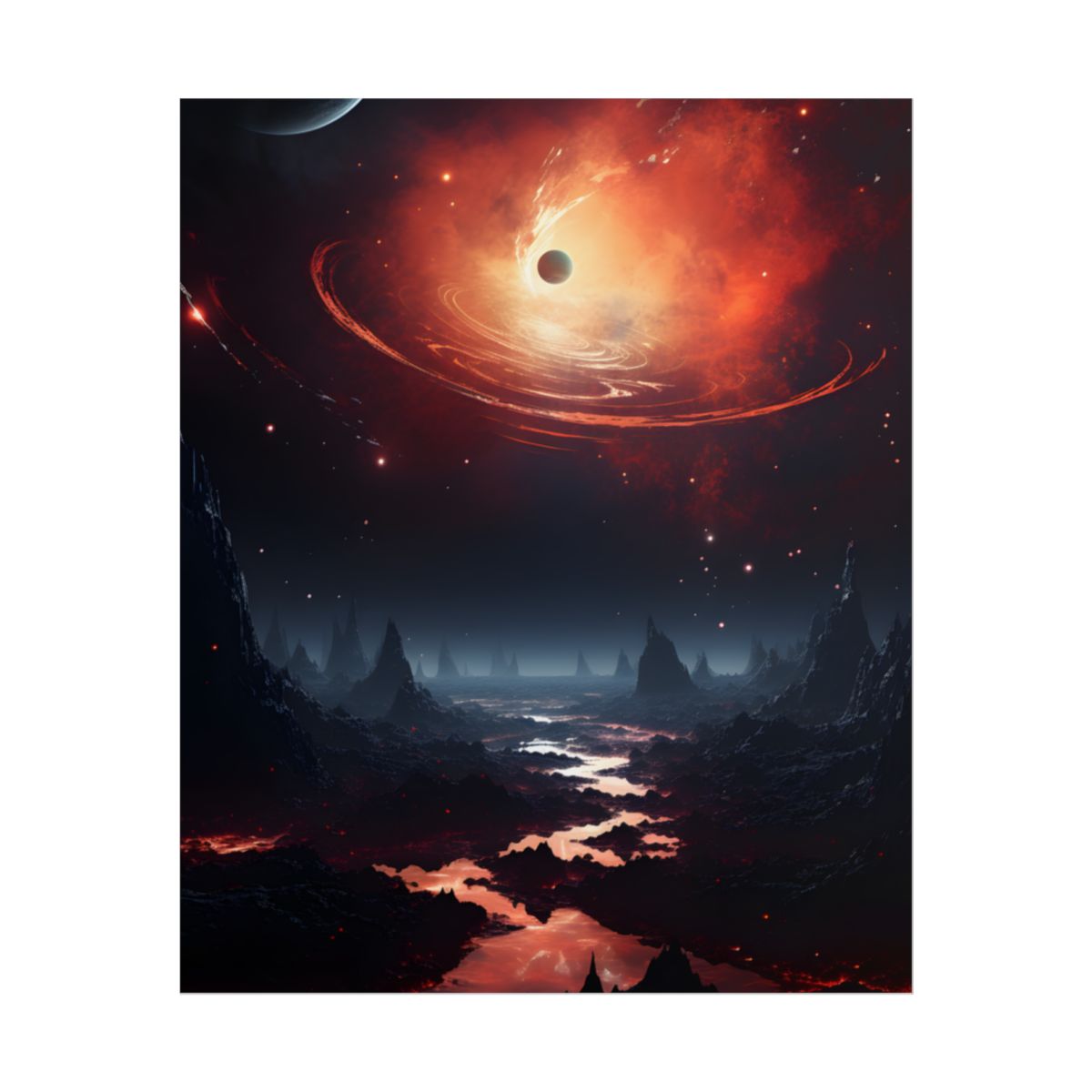 Cosmic Odyssey: Black Hole and Gas Giant Planet Artwork - Poster