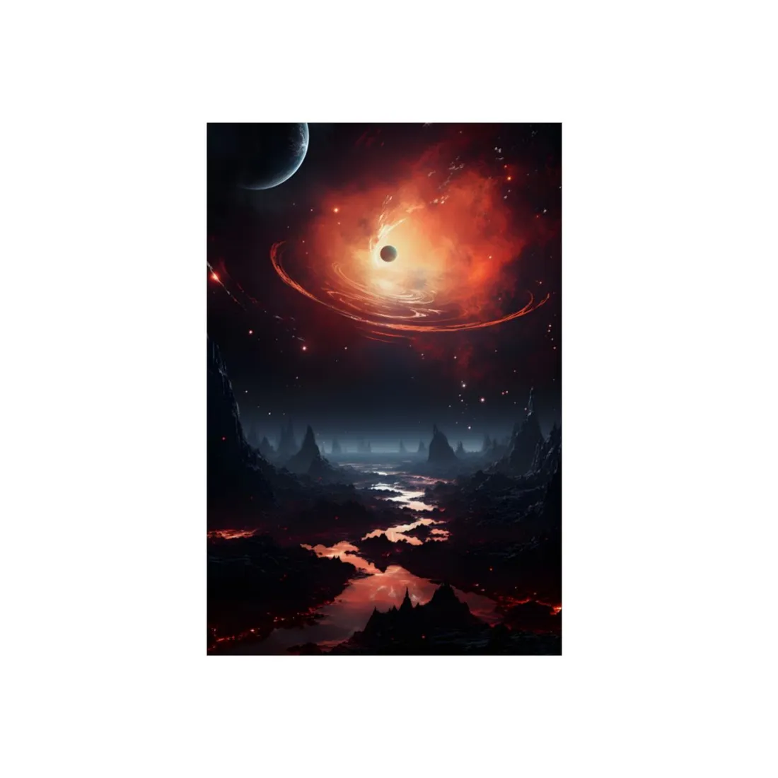 Cosmic Odyssey: Black Hole and Gas Giant Planet - Metal Poster