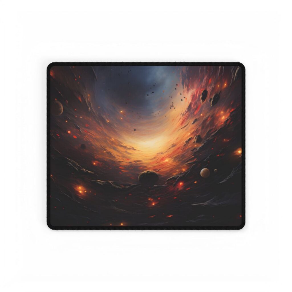 Cosmic Orbit: Six Planets Swirl Around a Black Hole - Desk Mat