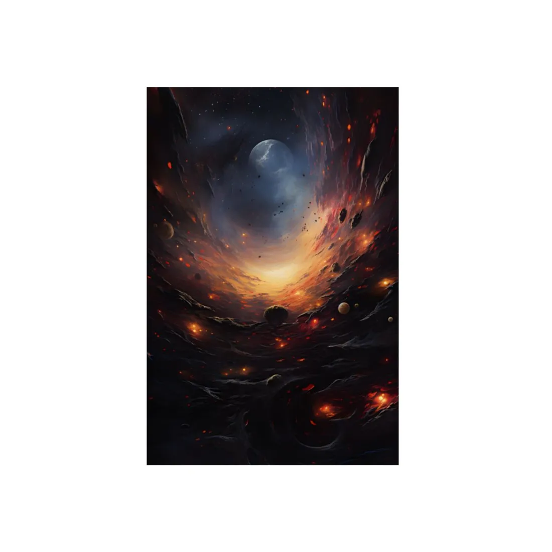 Cosmic Orbit: Six Planets Swirl Around a Black Hole - Metal Poster