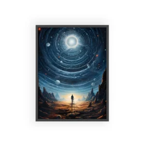 Lone Figure on Cosmic Path Framed Poster