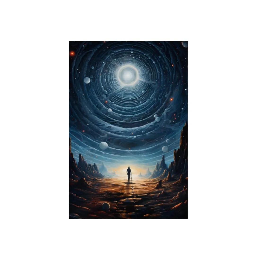 Cosmic Pioneer: Space Explorer with American Flag Digital Art - Metal Poster