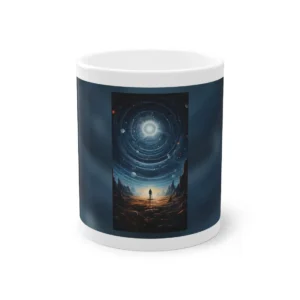 Lone Figure on Cosmic Path Mug