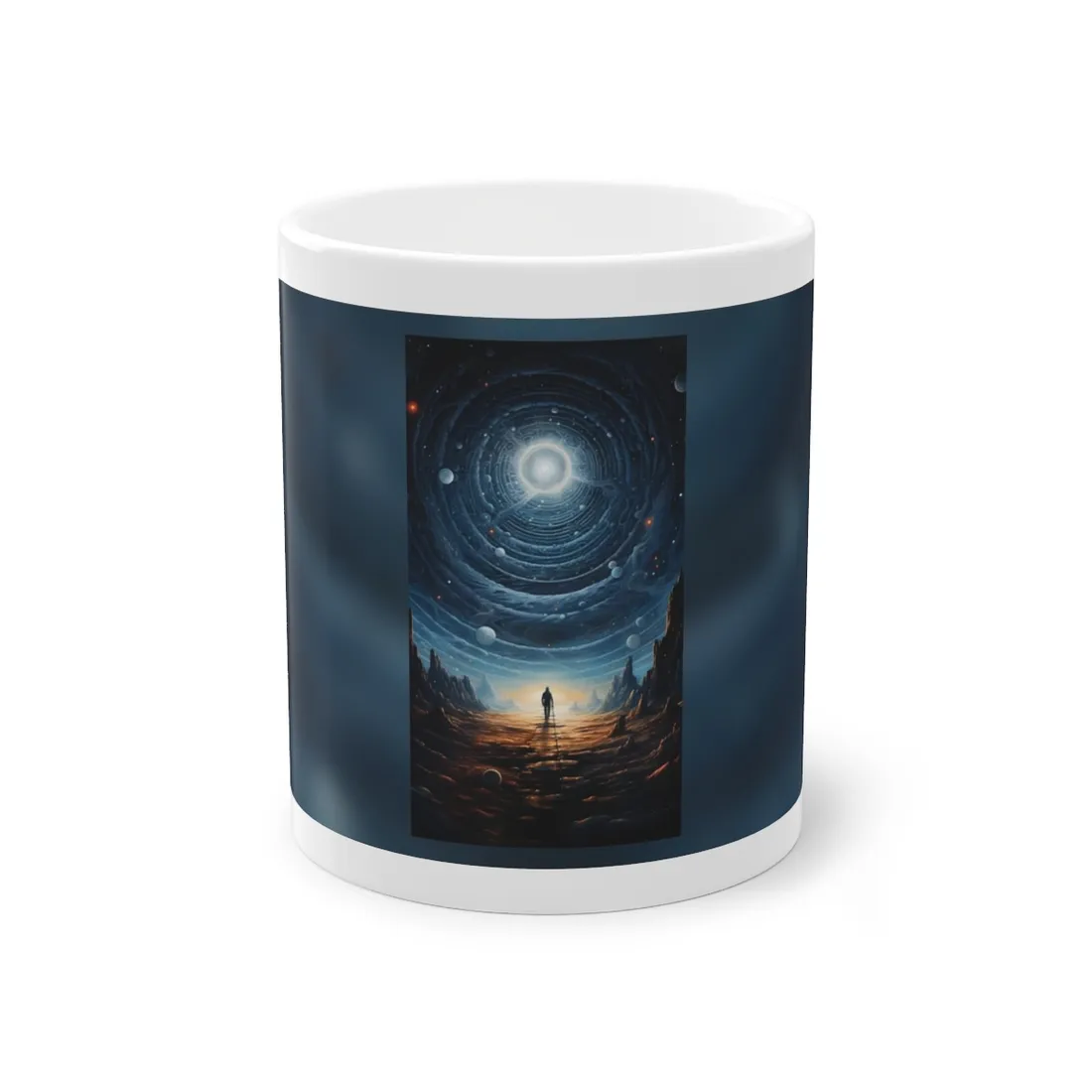 Cosmic Pioneer: Space Explorer with American Flag Digital Art - Mug