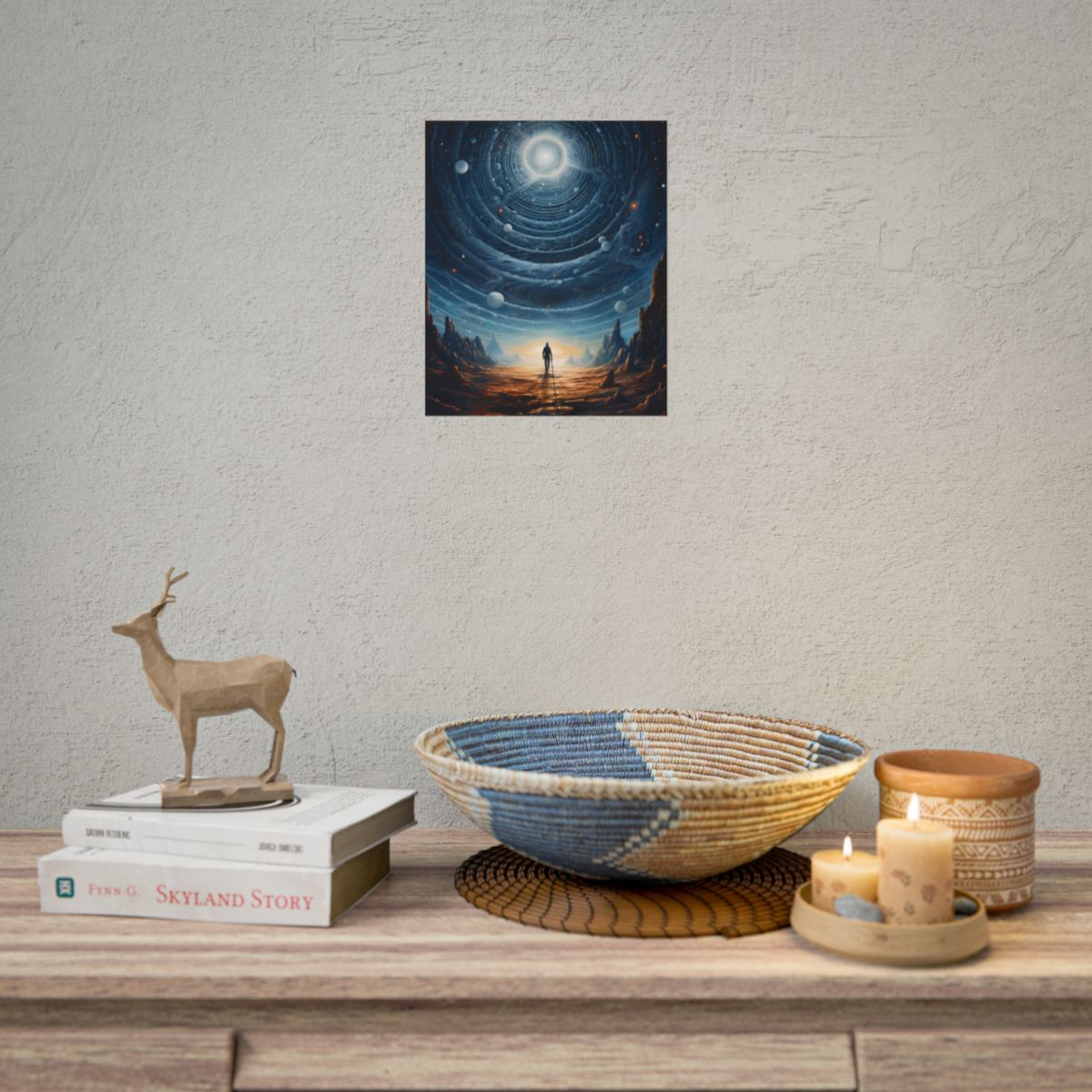 Cosmic Pioneer: Space Explorer with American Flag Digital Art - Poster