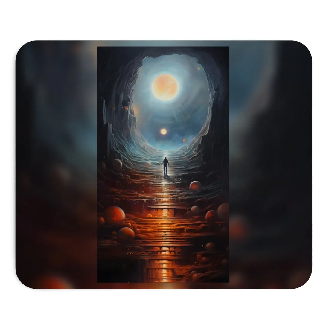 Cosmic Quest: Space Explorer Embarks on an Intergalactic Odyssey - Mouse Pad