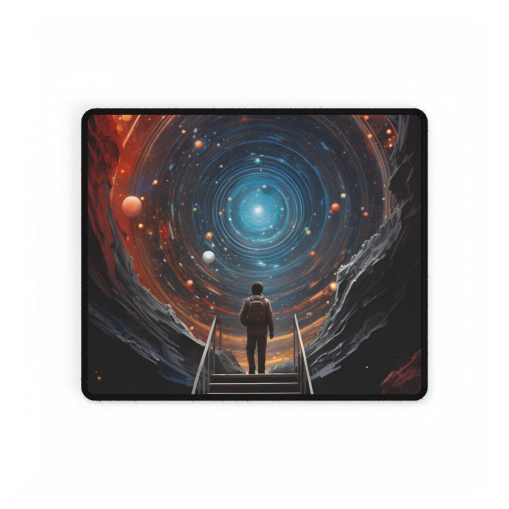 Cosmic Quest: Space-Time Explorer Journey Digital Art - Desk Mat