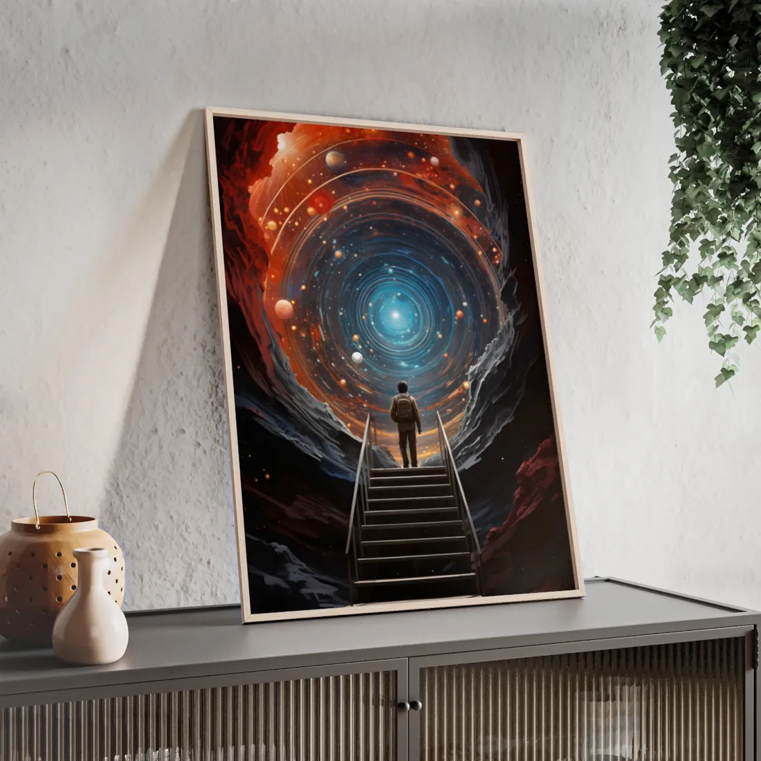 Cosmic Quest: Space-Time Explorer Journey Digital Art - Framed Poster