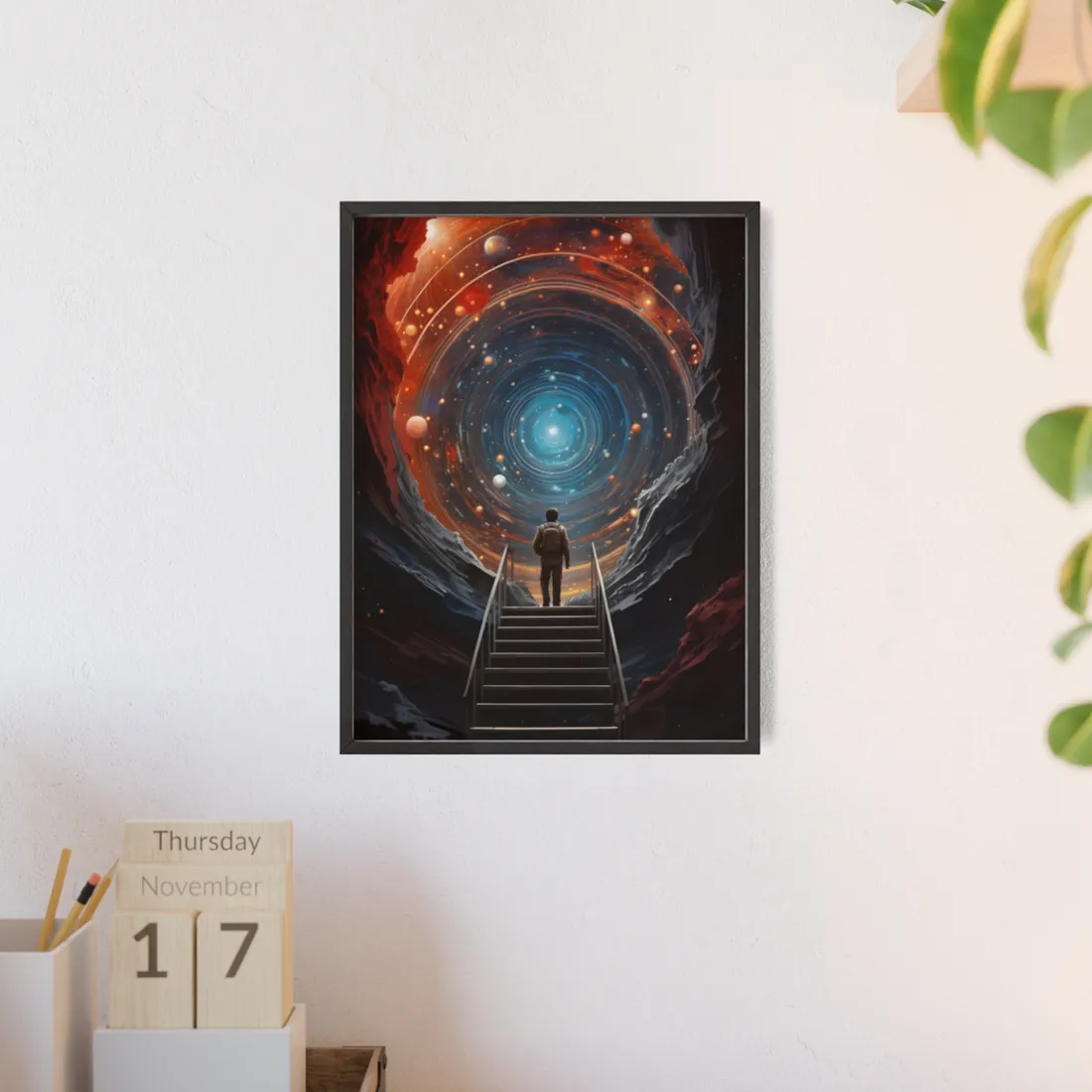 Cosmic Quest: Space-Time Explorer Journey Digital Art - Framed Poster