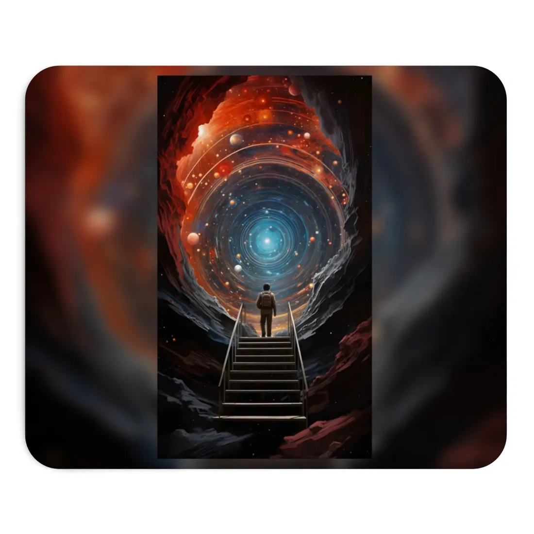 Cosmic Quest: Space-Time Explorer Journey Digital Art - Mouse Pad