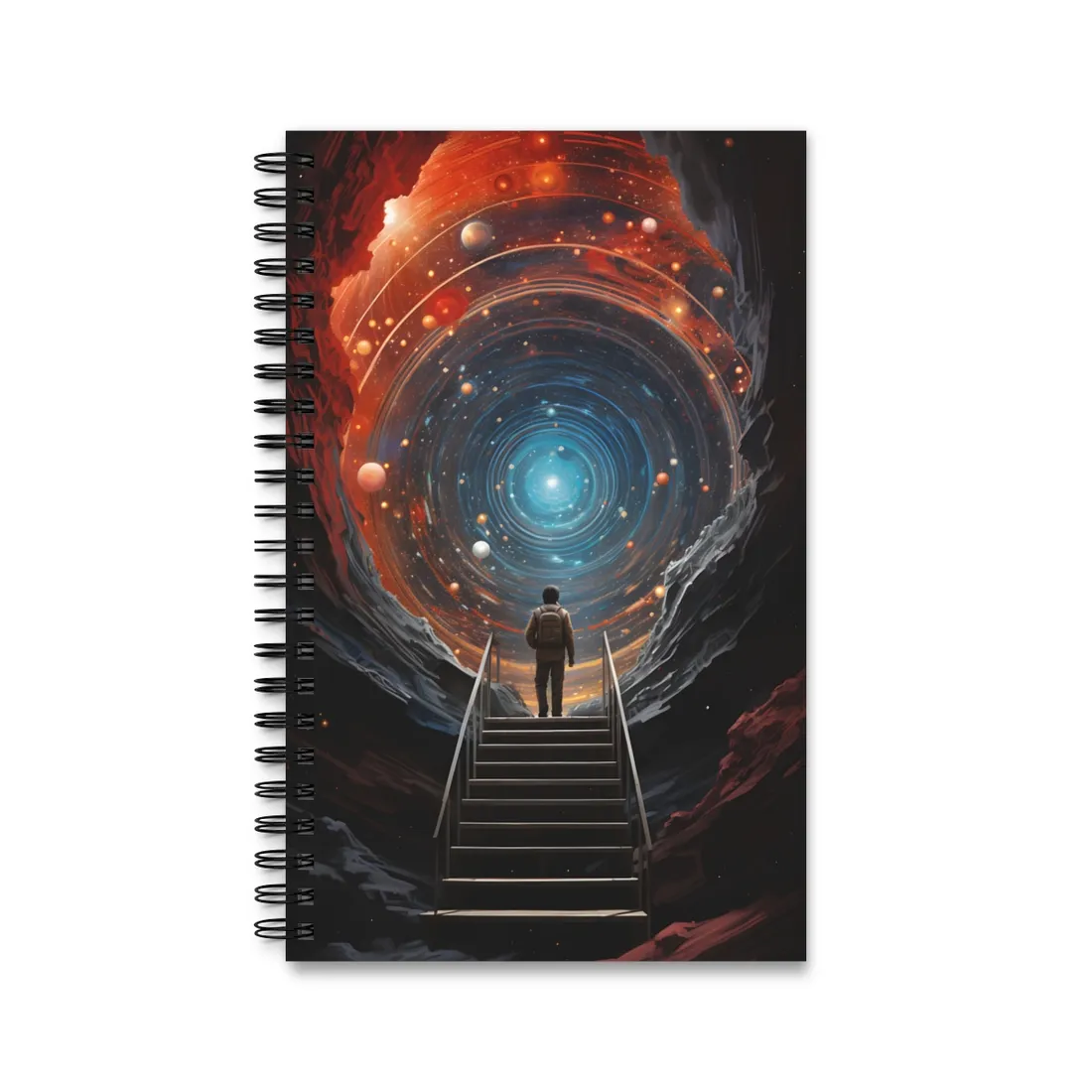 Cosmic Quest: Space-Time Explorer Journey Digital Art - Spiral Notebook