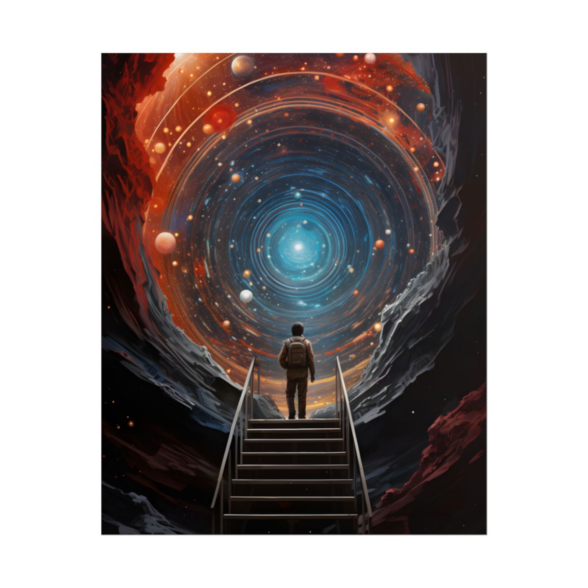 Cosmic Quest: Space-Time Explorer Journey Digital Art - Poster