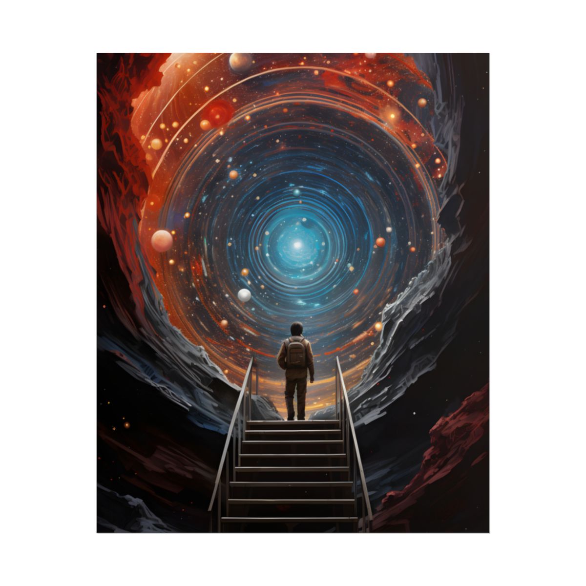 Cosmic Quest: Space-Time Explorer Journey Digital Art - Poster