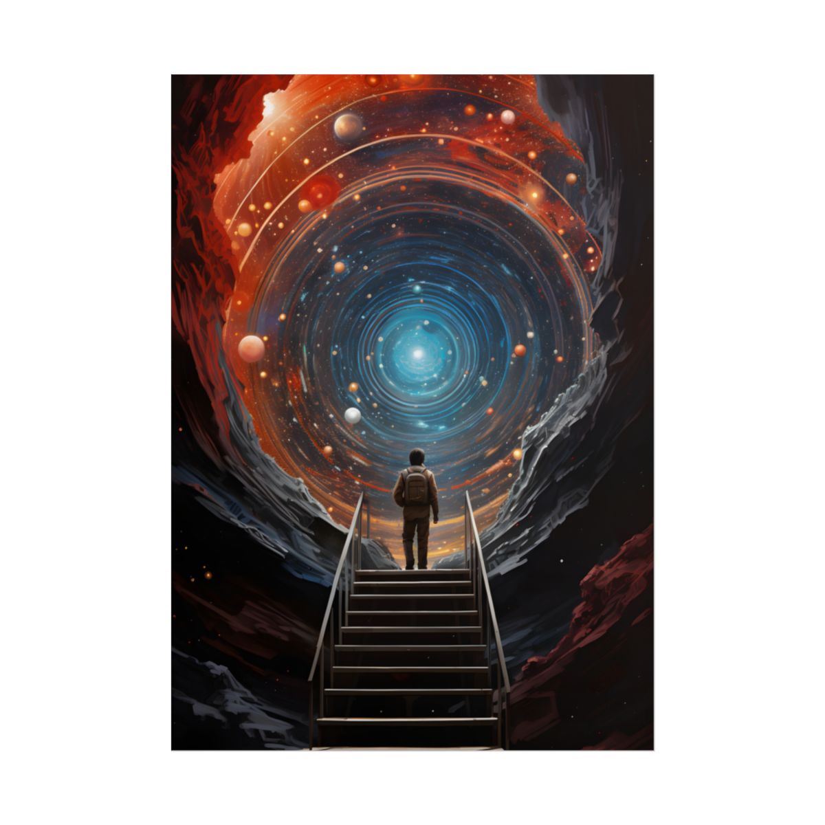 Cosmic Quest: Space-Time Explorer Journey Digital Art - Poster