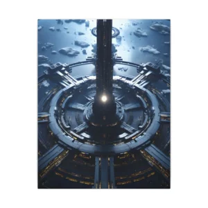 Space Station Above Blue Planet Canvas Print