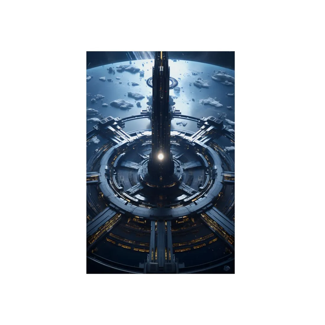 Cosmic Space Station: A Glimpse of Home in the Stars - Metal Poster