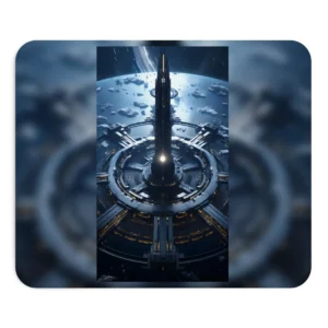 Space Station Above Blue Planet Mouse Pad