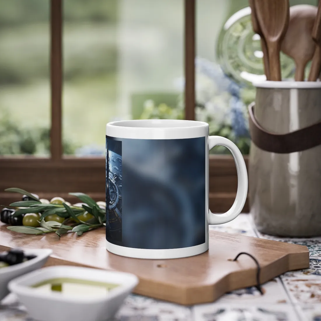 Cosmic Space Station: A Glimpse of Home in the Stars - Mug