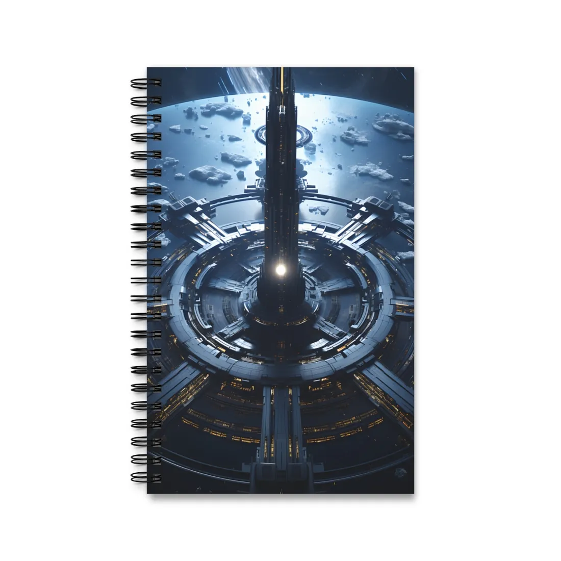 Cosmic Space Station: A Glimpse of Home in the Stars - Spiral Notebook