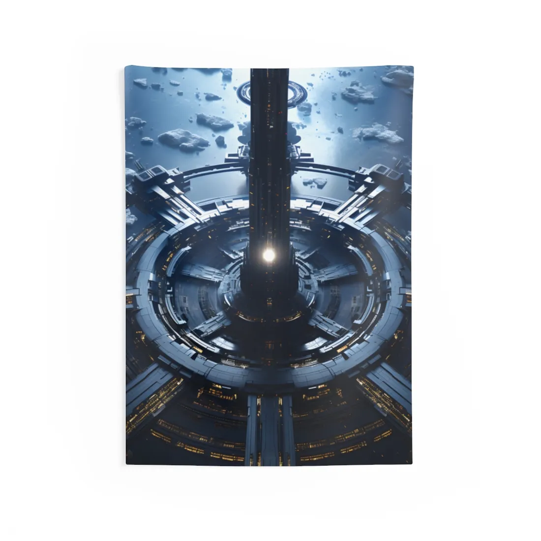 Cosmic Space Station: A Glimpse of Home in the Stars - Wall Tapestry