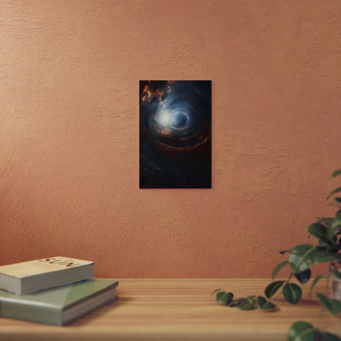 Cosmic Wonder: Black Hole with Orbiting Planet - Metal Poster