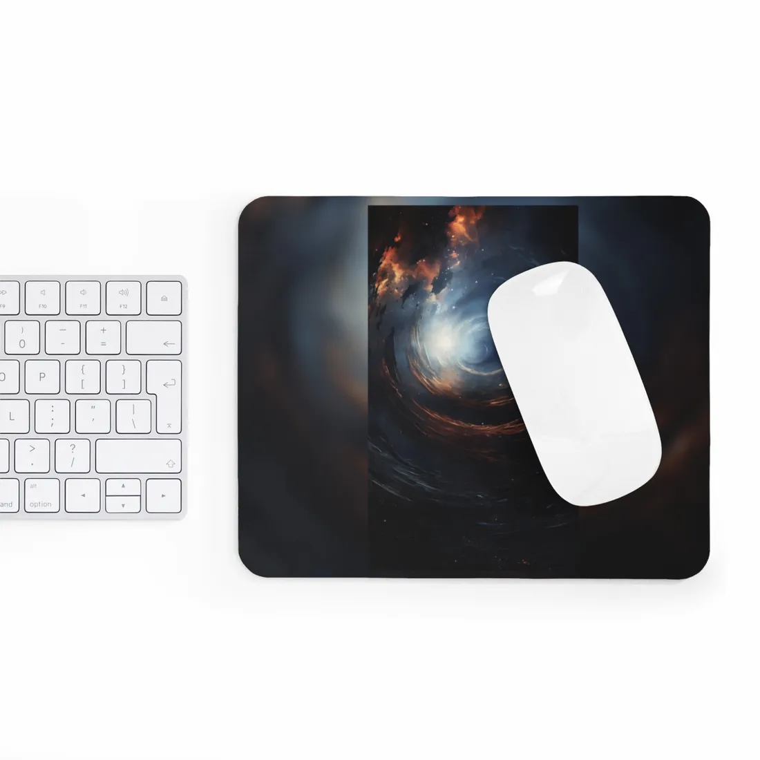 Cosmic Wonder: Black Hole with Orbiting Planet - Mouse Pad