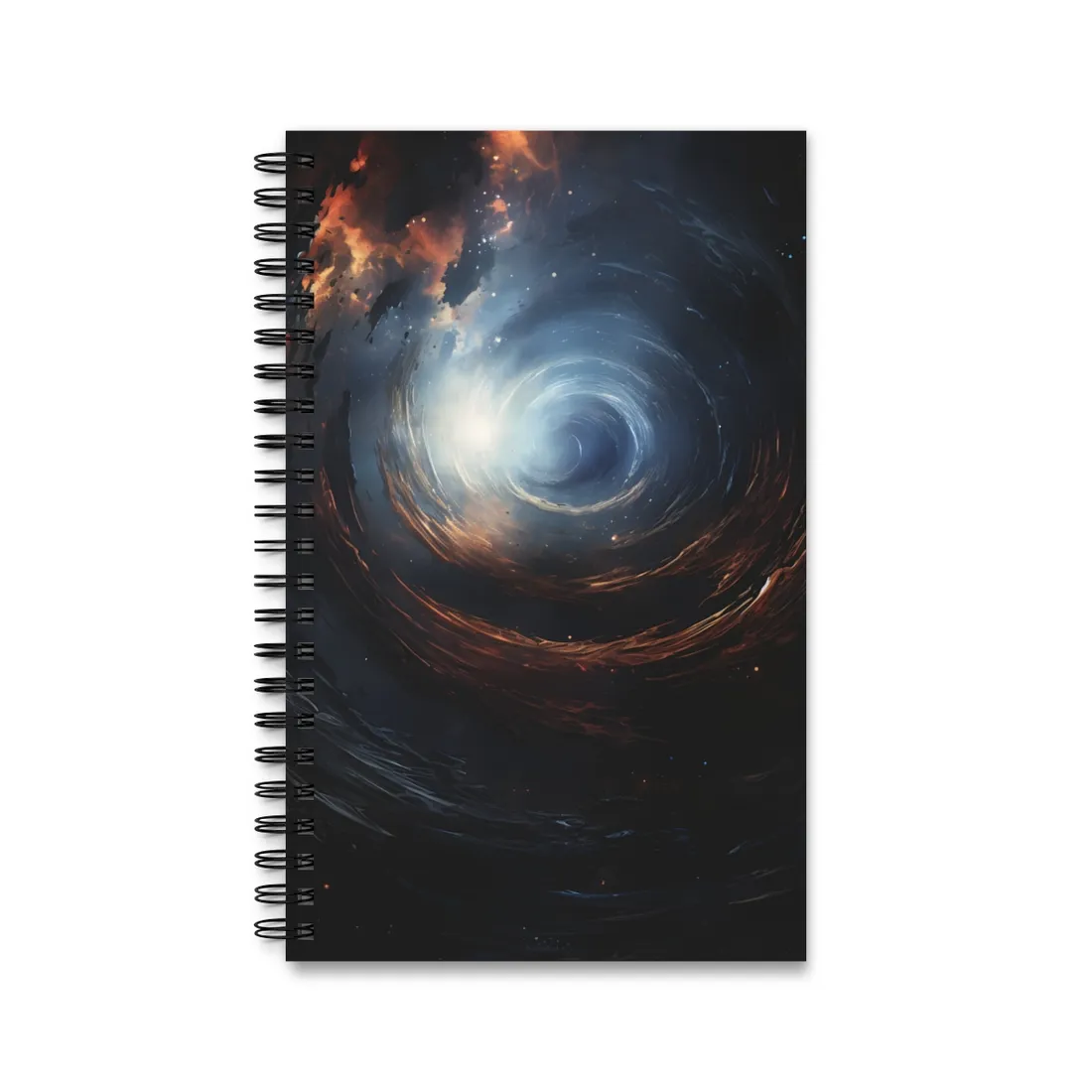 Cosmic Wonder: Black Hole with Orbiting Planet - Spiral Notebook
