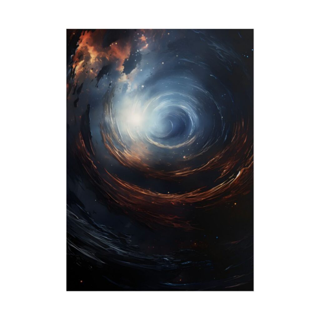 Cosmic Wonder: Black Hole with Orbiting Planet - Poster