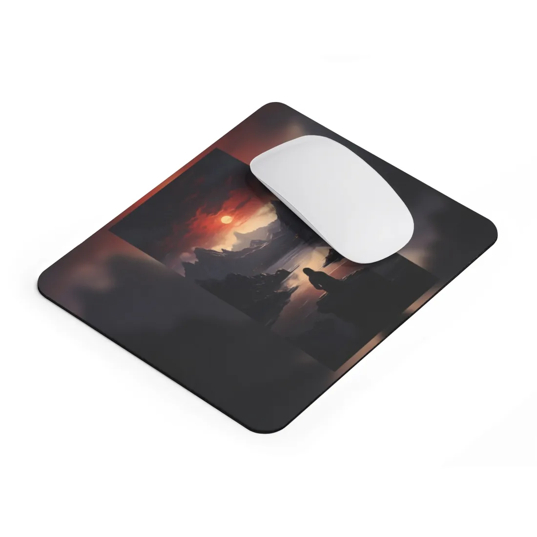 Cozy Cup: Orange Beverage on Green Tablecloth Art - Mouse Pad