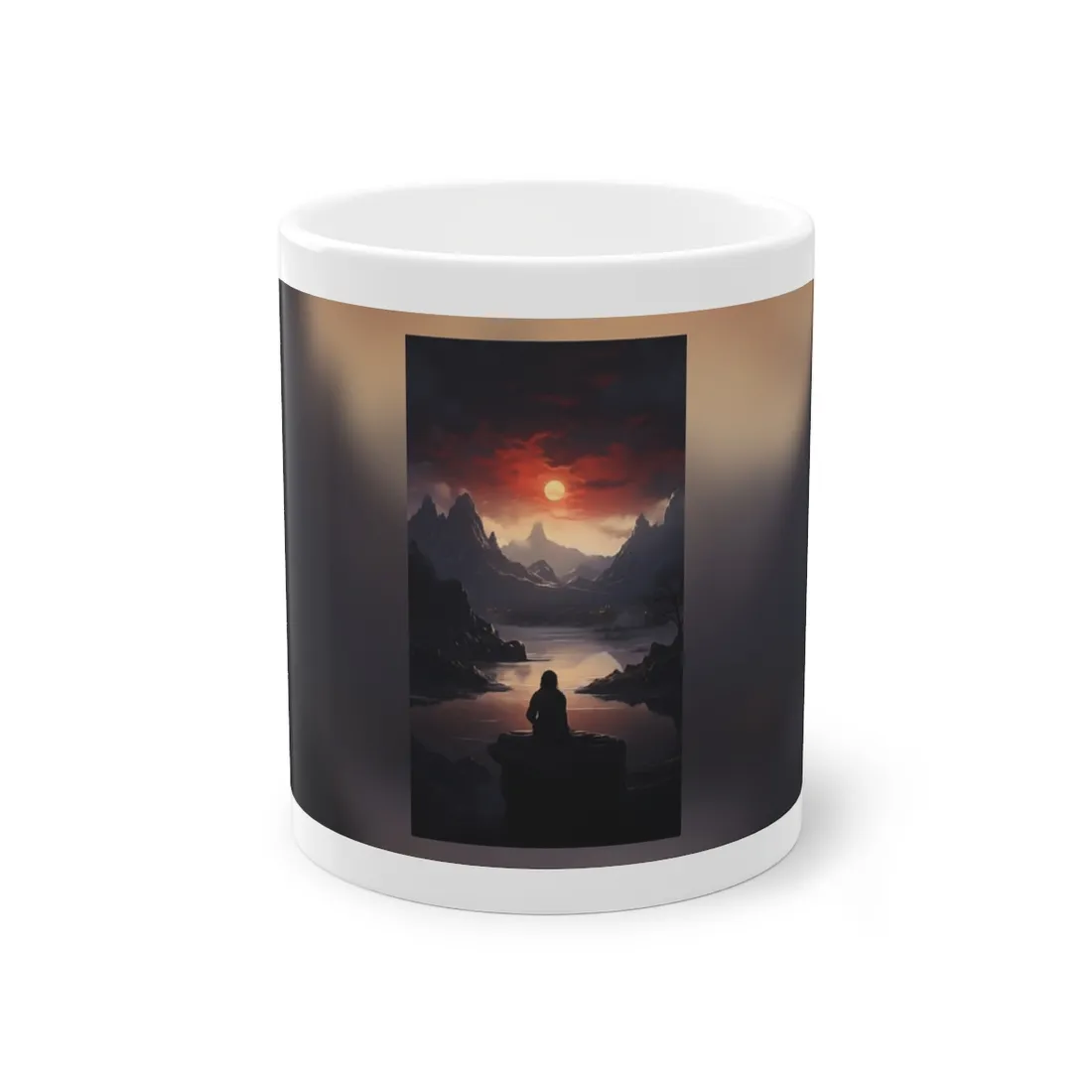 Cozy Cup: Orange Beverage on Green Tablecloth Art - Mug