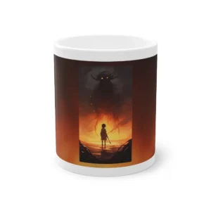 Figure Facing Horned Creature Mug