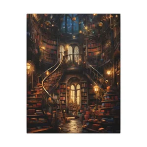Fantasy Library Interior Canvas Print