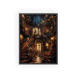 Fantasy Library Interior Framed Poster