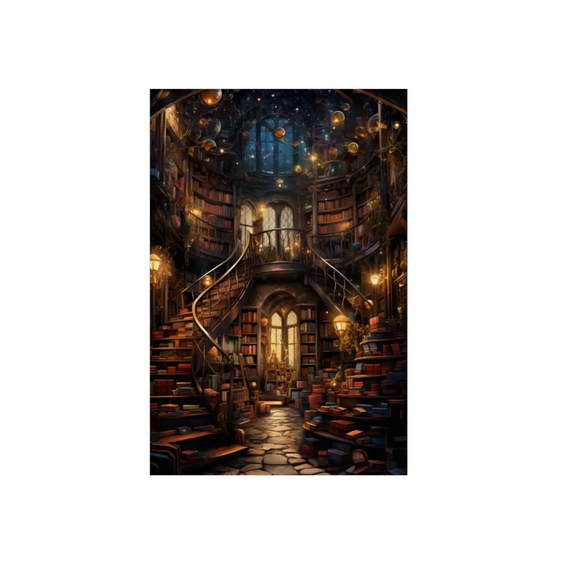 Cozy Magical Bookshop: A Charming Literary Haven - Metal Poster