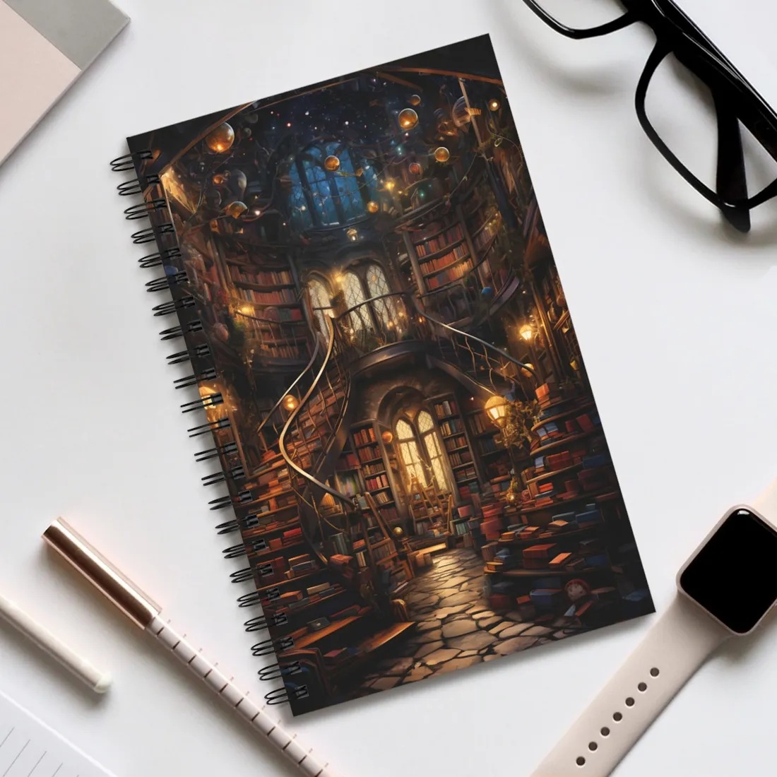 Cozy Magical Bookshop: A Charming Literary Haven - Spiral Notebook