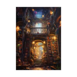 Lantern-Lit Library Hall Poster