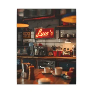 Retro Cafe Kitchen Counter Canvas Print