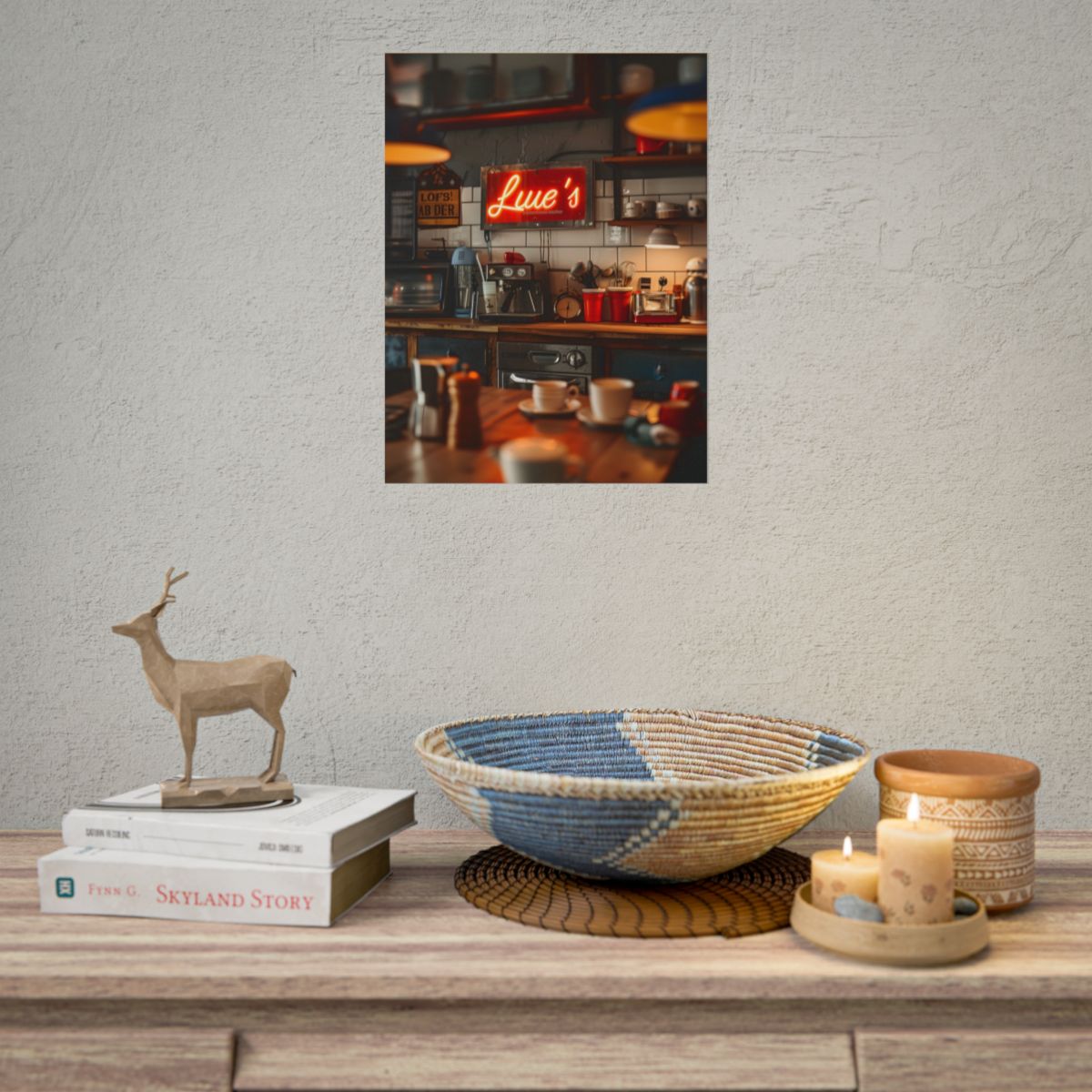 Cozy Retro Kitchen Artwork: Lukes Diner Sign Digital Art - Poster