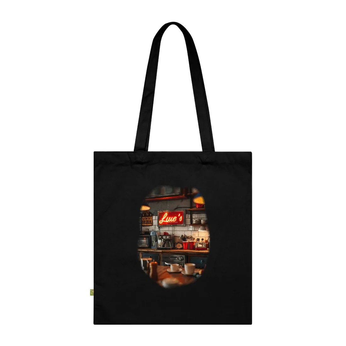 Cozy Retro Kitchen Artwork: Lukes Diner Sign Digital Art - Tote Bag (Black)