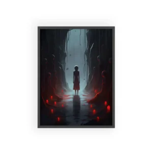 Girl Among Shadowy Figures Framed Poster