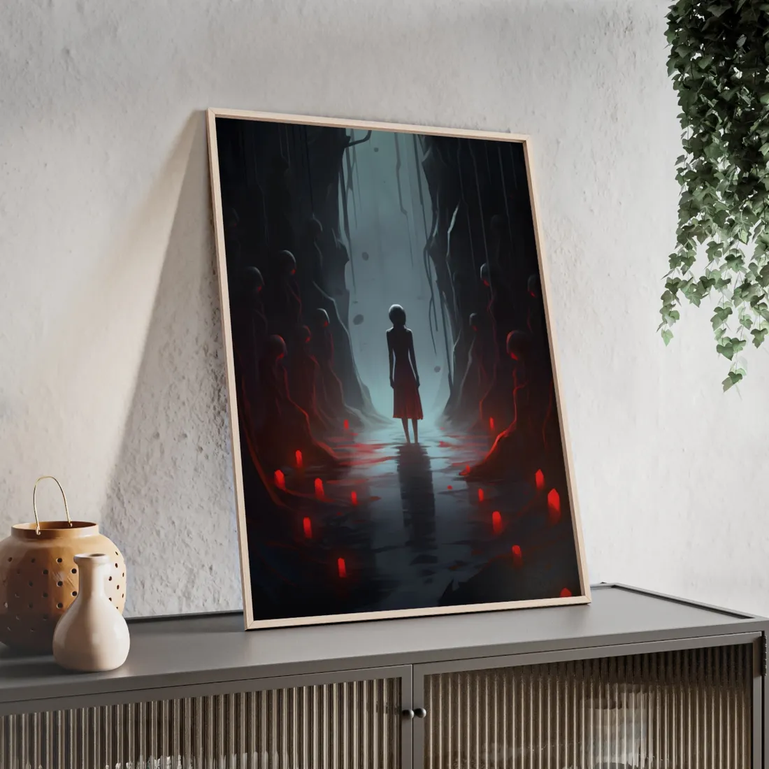 Creative Expression: Realistic Artwork of a Hand Drawing - Framed Poster