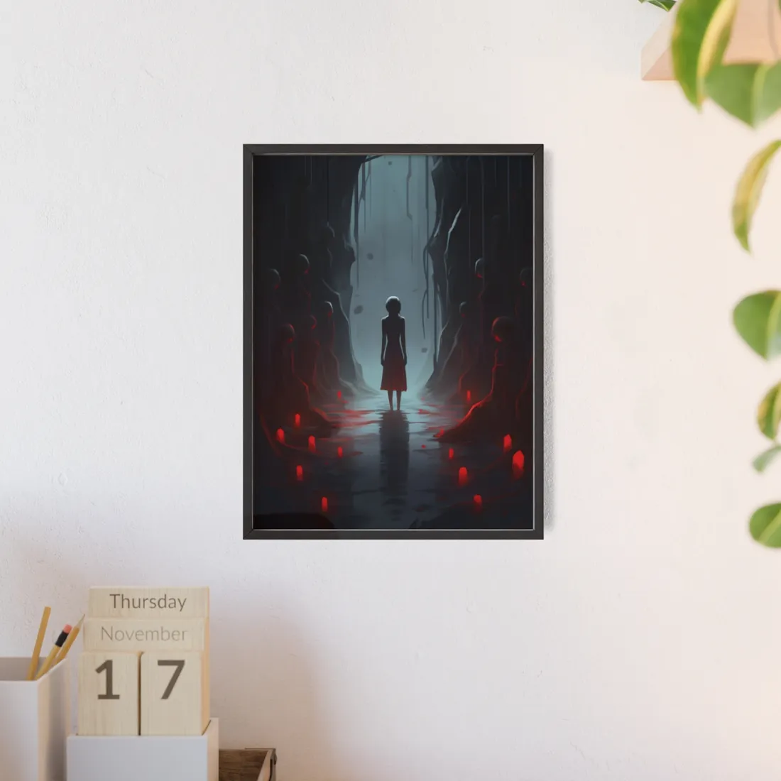 Creative Expression: Realistic Artwork of a Hand Drawing - Framed Poster