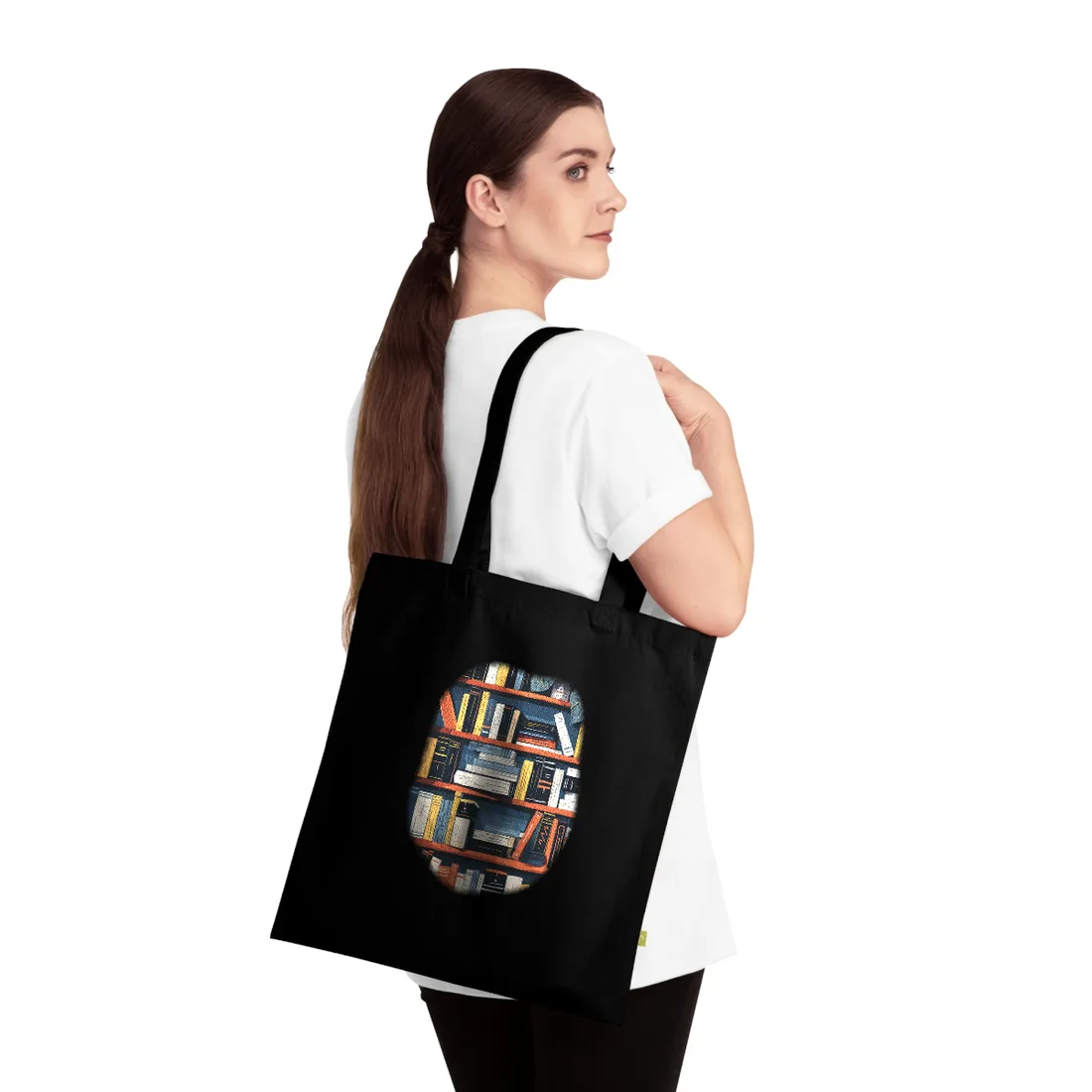 Custom Book Stack: Aesthetic Literary - Tote Bag (Black)