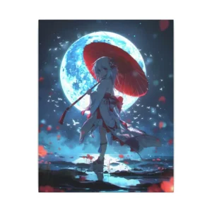 Girl with Red Umbrella Canvas Print