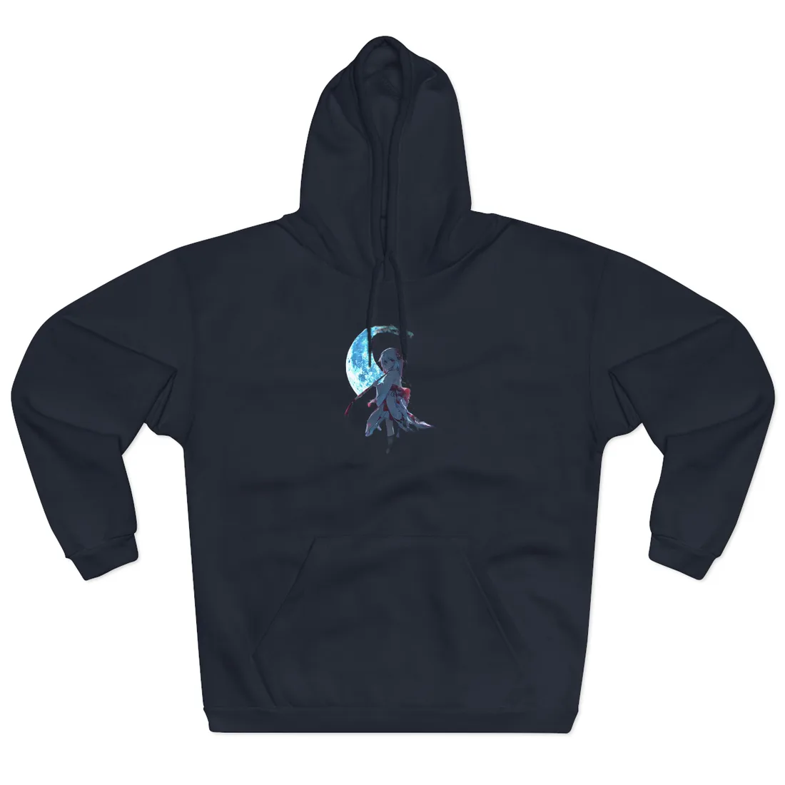 Cute Anime Girl with Umbrella: Rainy Day Art - Hoodie (Navy)