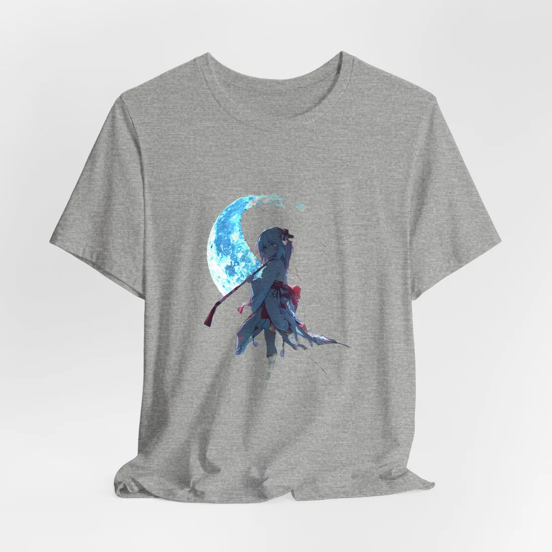 Cute Anime Girl with Umbrella: Rainy Day Art - T-Shirt (Athletic Heather)