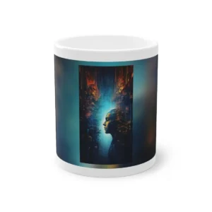 Face Profile Among Digital Blocks Mug
