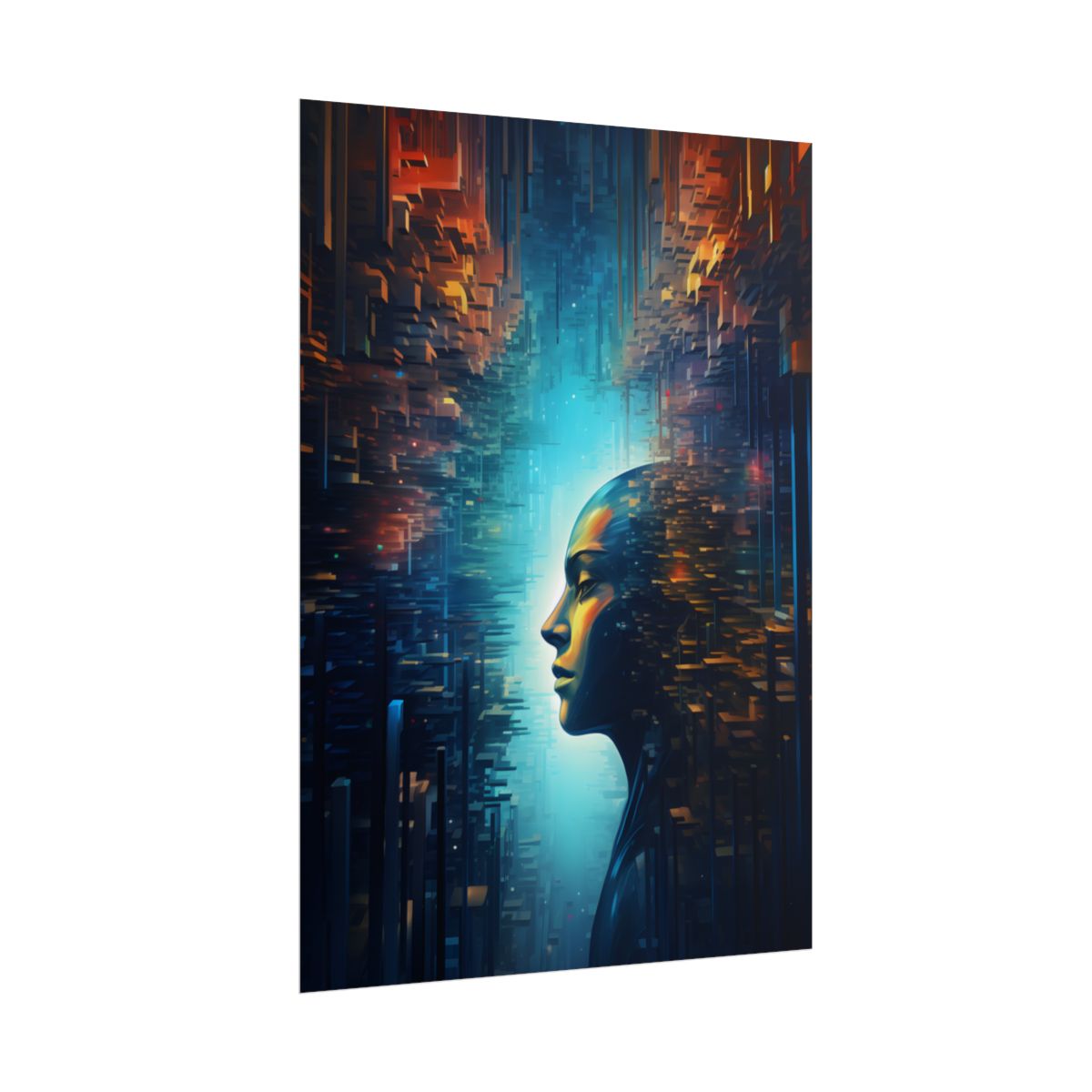 Cyber Dreams: Futuristic Digital Artwork with Neon Lights - Poster