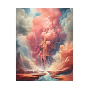 Spired City in Pink Clouds Canvas Print